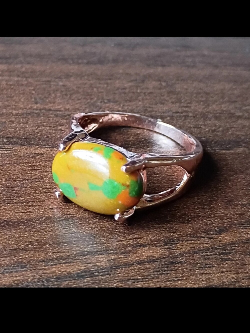 Yellow Multicolor Oval Faux Cabochon Stone Women's Fashion Jewelry Size 7
